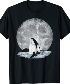 Killer Whale Moonlight Ocean Animal Lover Full Moon Orca T-Shirt