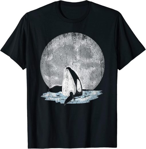 Killer Whale Moonlight Ocean Animal Lover Full Moon Orca T-Shirt